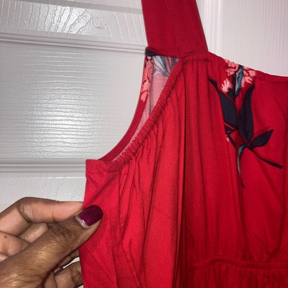 Summer Red flower thin strap dress - Picture 7 of 8